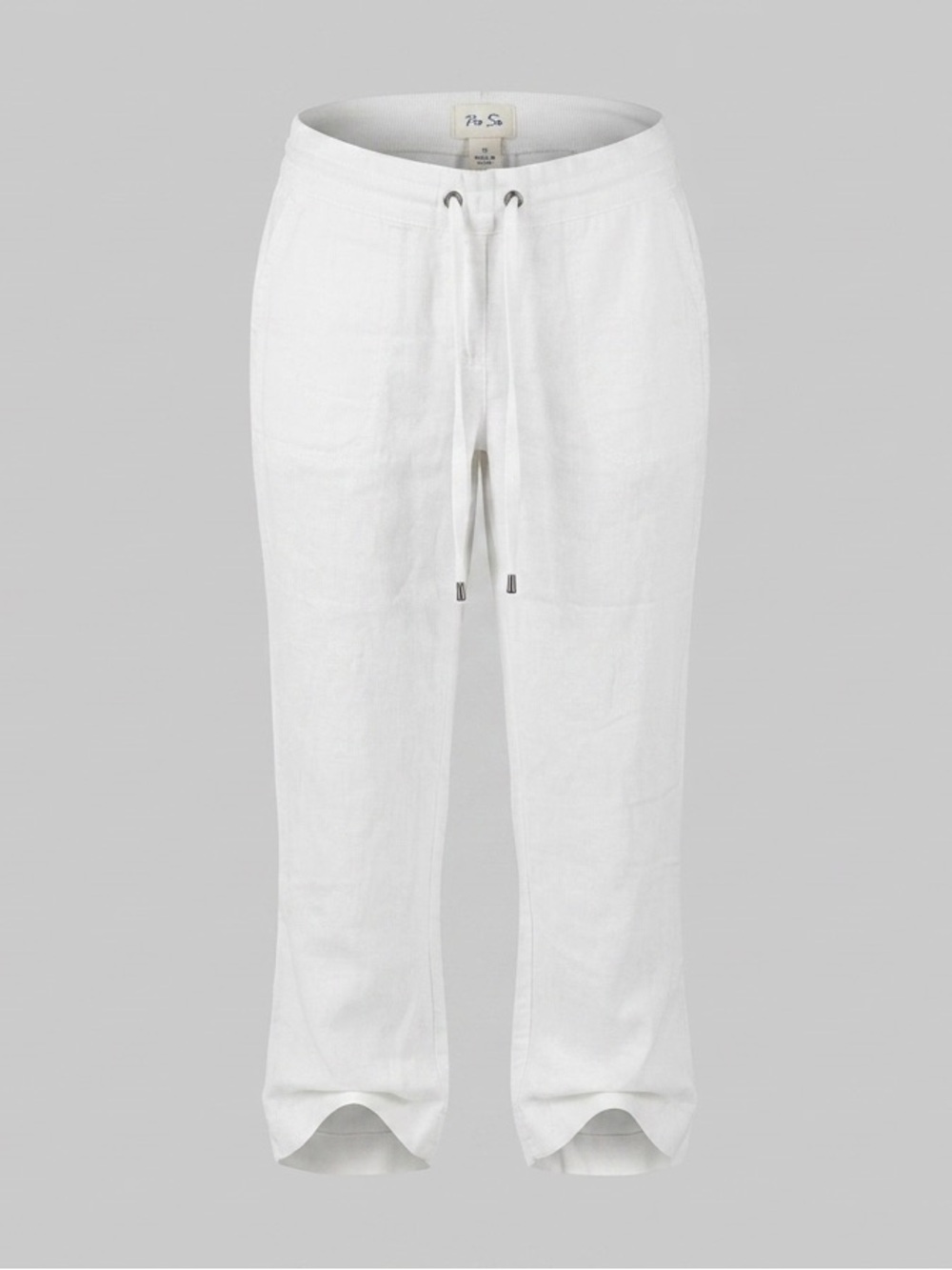Per Se White Straight-Leg Drawstring Pants